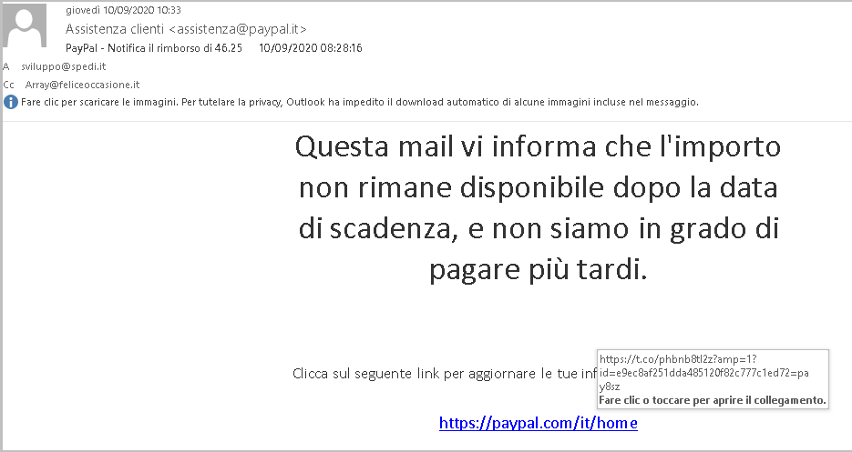 esempio phishing